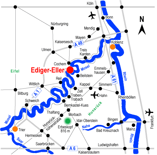Anreise Ediger-Eller, Kreis Cochem - Karte
